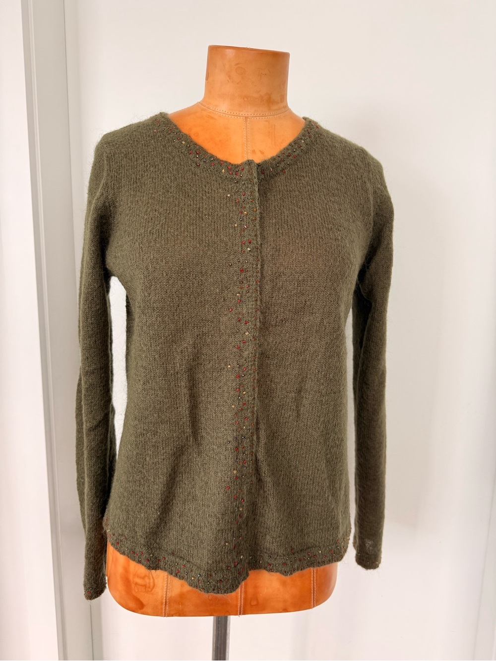Vintage Marks & Spencer knit bead embellished mohair cardigan sweater size 6-8